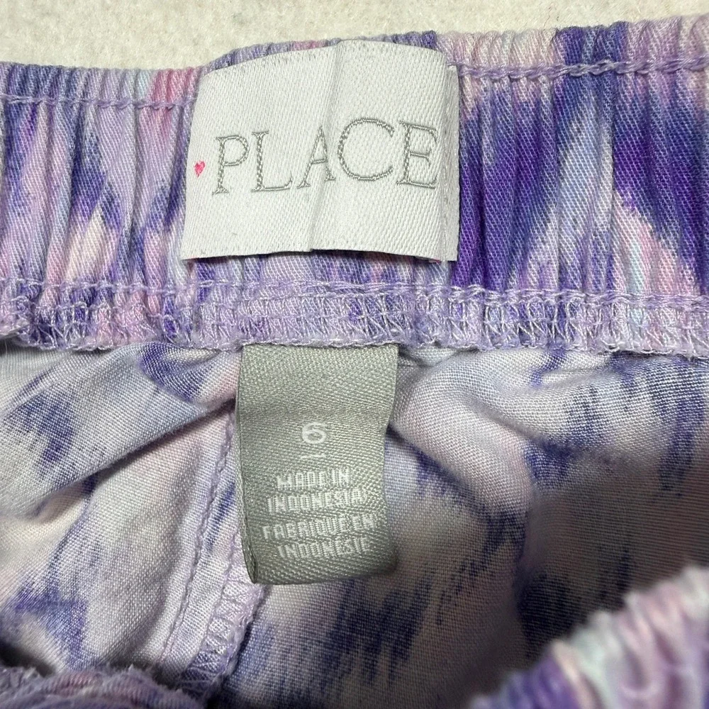 The Childrens Place Girls Purple Pink Tie Dye Ikat Pull On Shorts Size 6